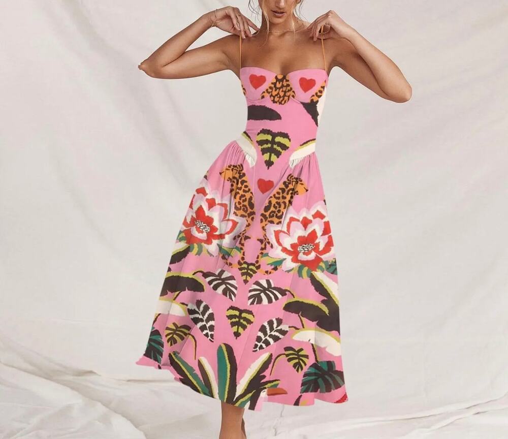 New TikTok viral nice to meet you pink leopard floral dress sz 3XL - Picture 1 of 5